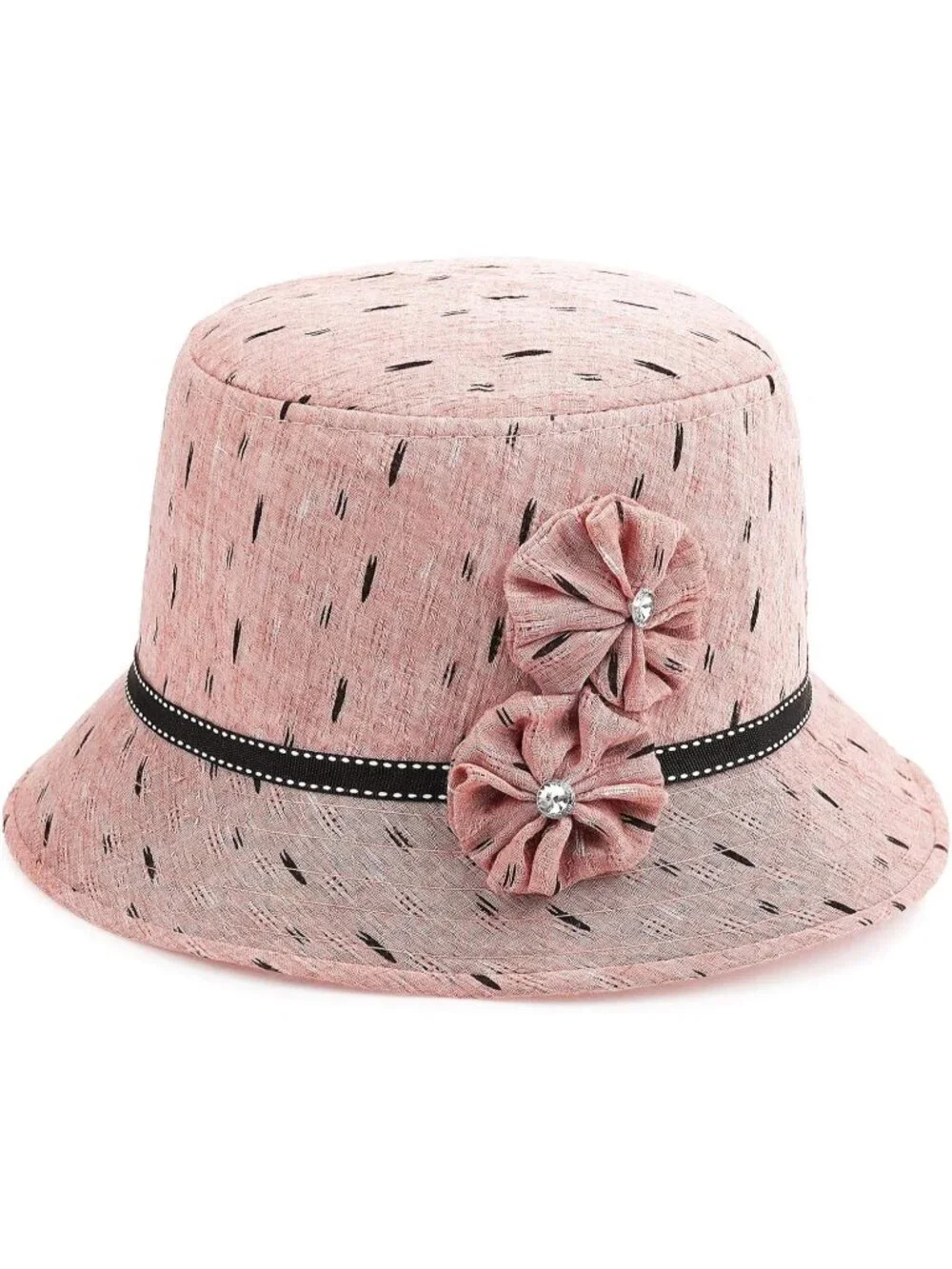 Women's Pink Vintage Felt Cloche inter Floral Fedora Imported Bucket Hat